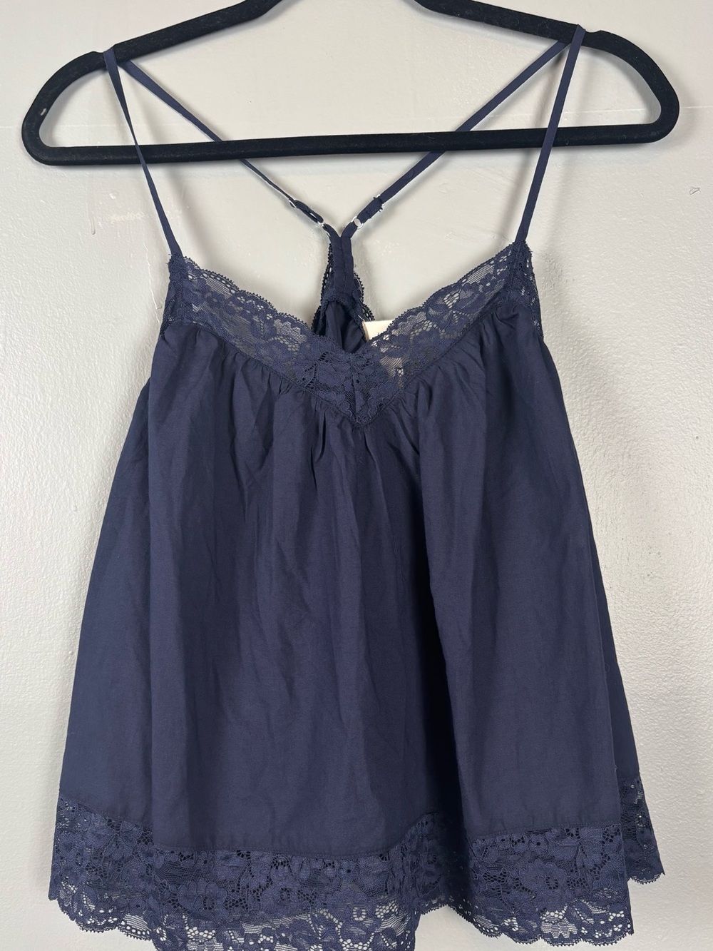 NWT Universal Thread Navy Blue 100% Cotton Lacey Adjustable Cami Top